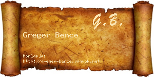 Greger Bence névjegykártya